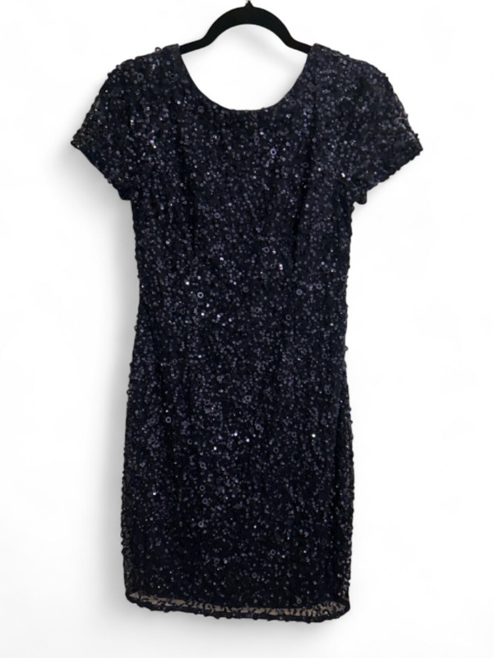 Adrianna Papell Navy Blue Sequin Mini Cocktail Party Dress Formal Size 6